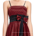 Starzz 2016 New Design Sexy Spaghetti Straps Polka Dots Satin Short Black Red Robe de cocktail pas cher ST000087-1